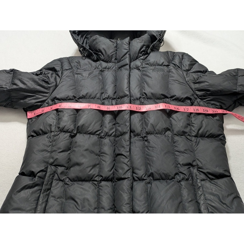 The North Face Womens 550 Down Hooded Parka Puffer Jacket Black Large L Long - Picture 16 of 16